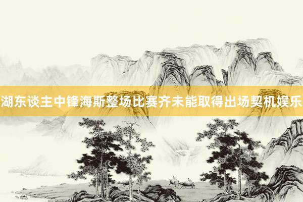 湖东谈主中锋海斯整场比赛齐未能取得出场契机娱乐