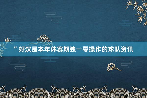 ”好汉是本年休赛期独一零操作的球队资讯