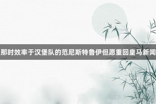 那时效率于汉堡队的范尼斯特鲁伊但愿重回皇马新闻