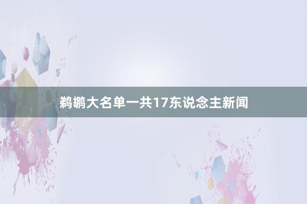 鹈鹕大名单一共17东说念主新闻
