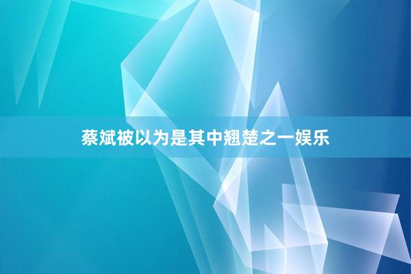 蔡斌被以为是其中翘楚之一娱乐